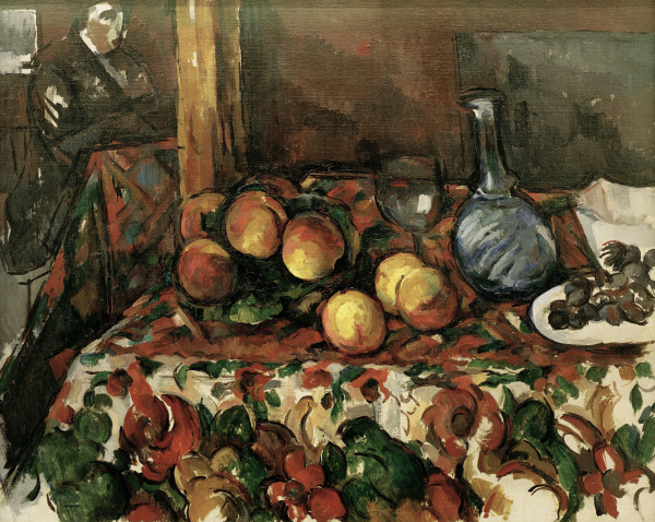Peches, carafe... van Paul Cézanne