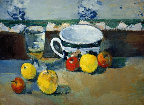 Cup, Glass & Fruit II van Paul Cézanne