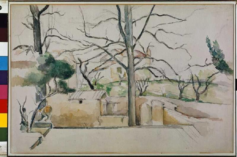 Winter in Jas de Bouffan van Paul Cézanne