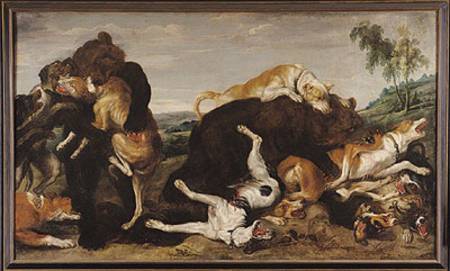 Bear Hunt or, Battle Between Dogs and Bears van Paul de Vos