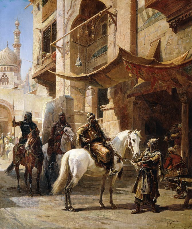 Arabische Krieger. van Paul Dominique Philippoteaux