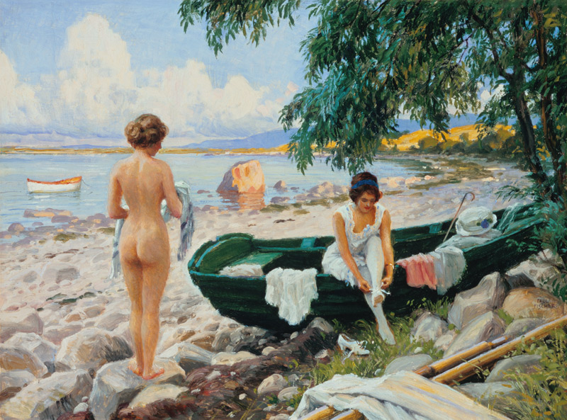 Badende Mädchen am Strand. van Paul Fischer