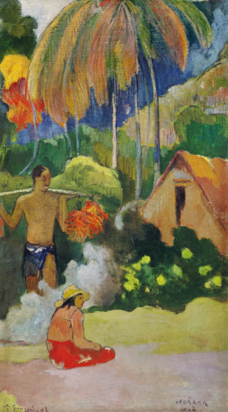Landscape in Tahiti (Mahana Maa) van Paul Gauguin