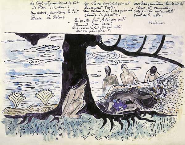 Illustration zu einem Gedicht von Verlaine Le Ciel est pardessus le toit van Paul Gauguin