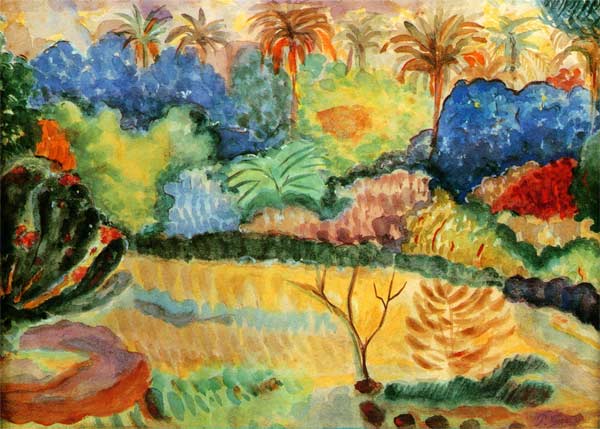 Tahitische Landschaft van Paul Gauguin