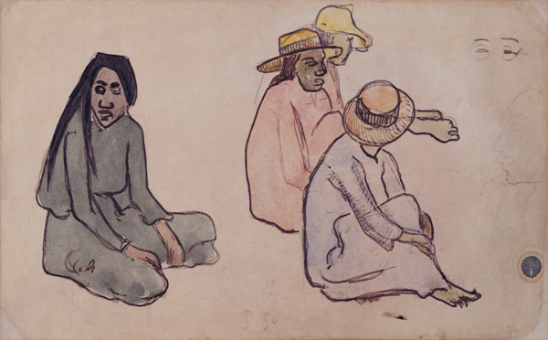 Study of Tahitians (w/c van Paul Gauguin
