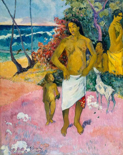 A Walk by the Sea, or Tahitian Family van Paul Gauguin