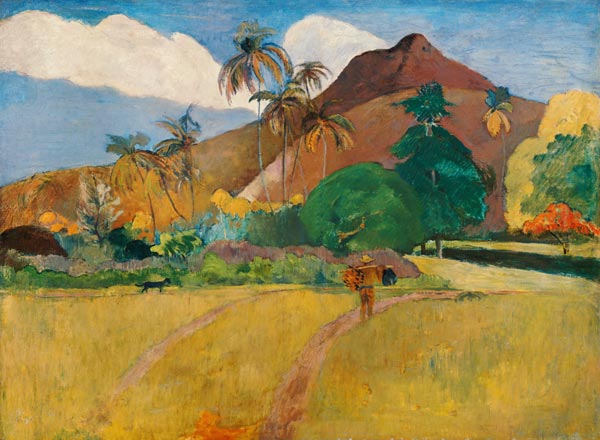 Tahitisch landschap  van Paul Gauguin