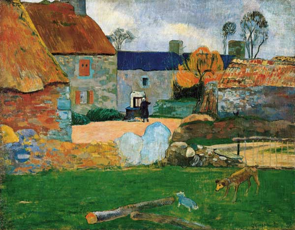 Das blaue Dach oder das Bauernhaus in Pouldu van Paul Gauguin