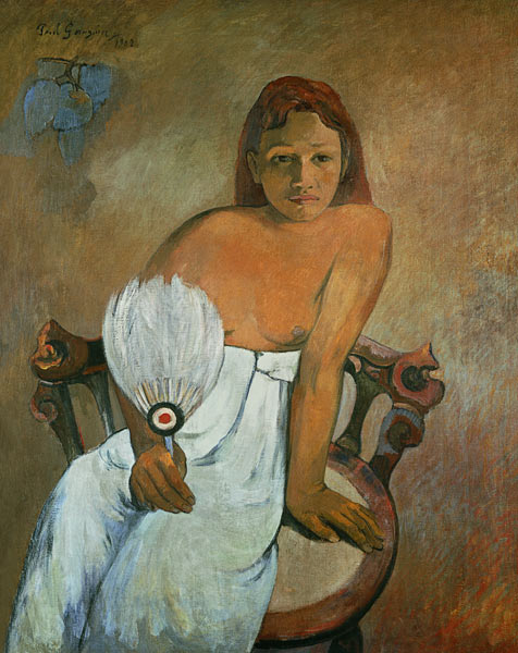 Mädchen mit Fächer van Paul Gauguin