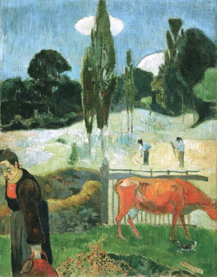Die rote Kuh van Paul Gauguin