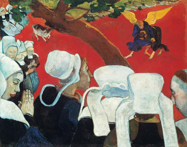 Vision nach der Predigt (Jakob ringt mit dem Engel) van Paul Gauguin