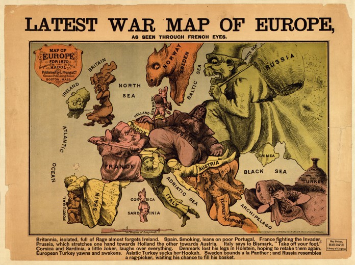 Latest war map of Europe: as seen through French eyes van Paul Hadol