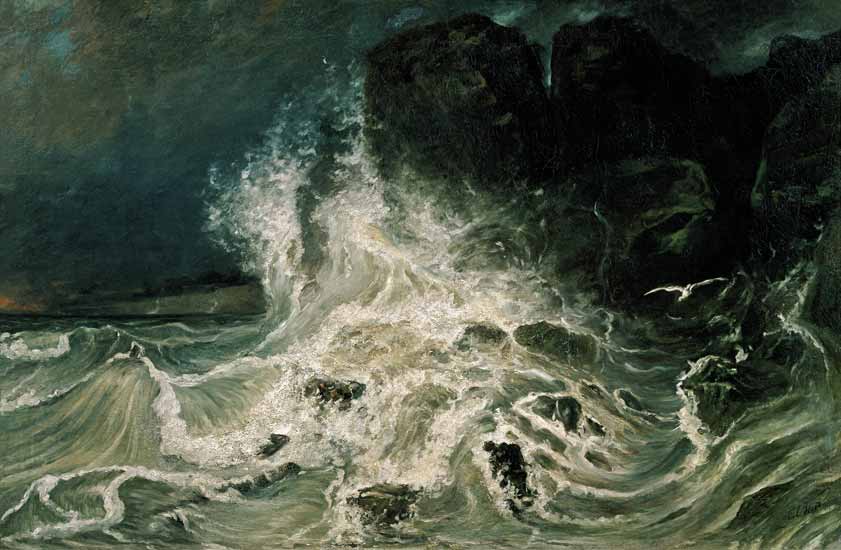 Stormachtige zee bij Granville van Paul Huet