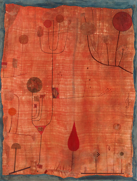 Früchte auf rot (oder: Das Schweißtuch des Geigers) van Paul Klee