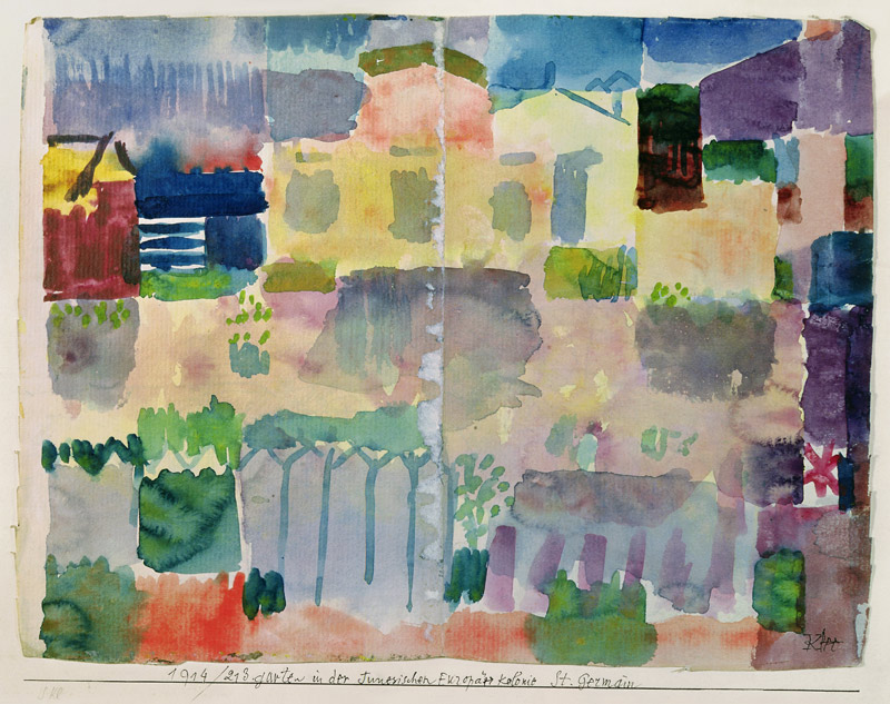 Garden in Saint-Germain, the European quarter of Tunis, 1914 (no 213) (w/c on paper on cardboard)  van Paul Klee