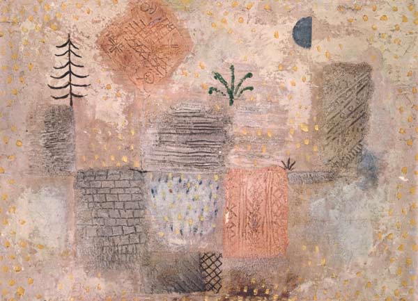 Park mit dem kühlen Halbmond. van Paul Klee