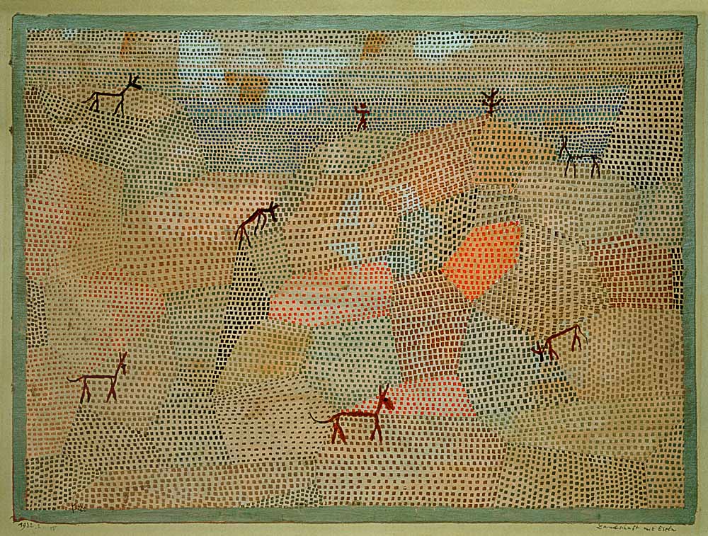 Landschaft mit Eseln, van Paul Klee
