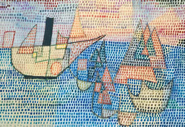 Dampfer und Segelboote van Paul Klee