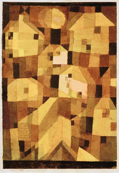 Herfstachtige plaats (Huizen in opkomst)  van Paul Klee