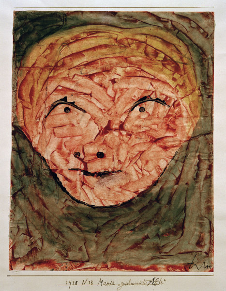 Maske geschminkte Alte, van Paul Klee