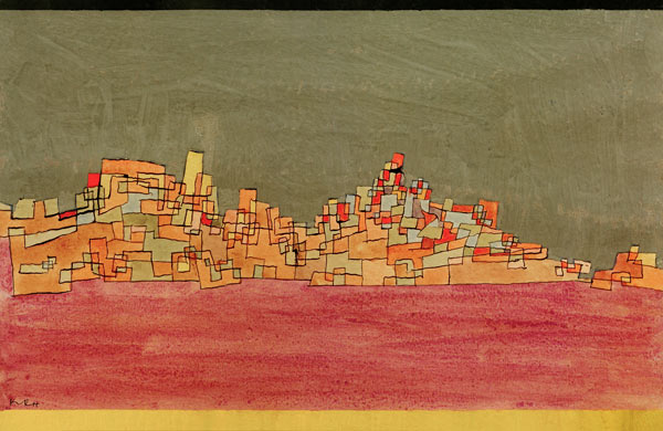 Zweihuegel Stadt, 1927. van Paul Klee