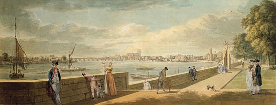 View towards Westminster from the Terrace of Somerset House van Paul Sandby