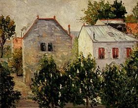 Häuser und Gärten am Stadtrand von Asnières. van Paul Signac