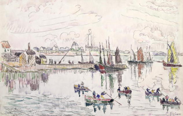 The Port of Lomalo, Brittany, 1922 (w/c & pencil on paper) van Paul Signac