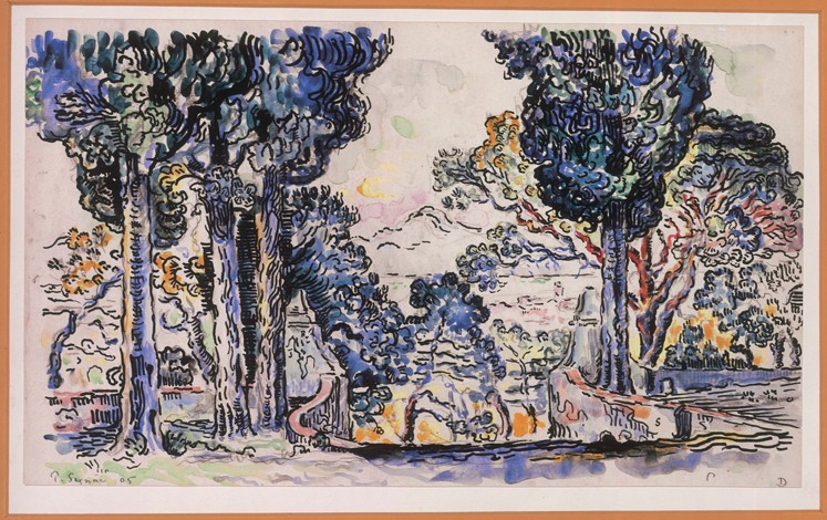 Cypresses in Sainte-Anne (SaintTropez) van Paul Signac