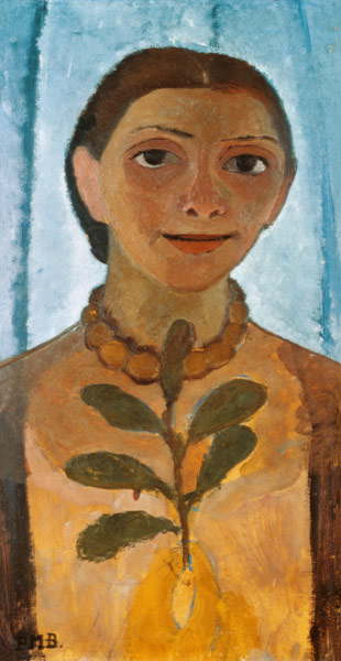 Die Malerin mit Kamelienzweig van Paula Modersohn-Becker