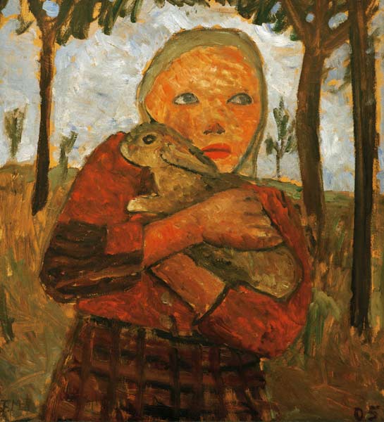Girl with rabbit van Paula Modersohn-Becker