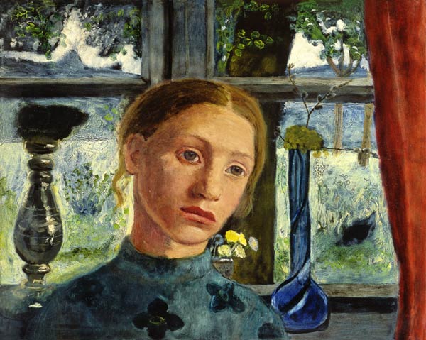 Het hoofd van een meisje voor een raam van Paula Modersohn-Becker