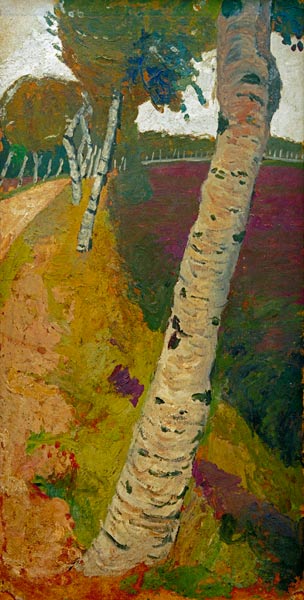 Road with birch tree van Paula Modersohn-Becker