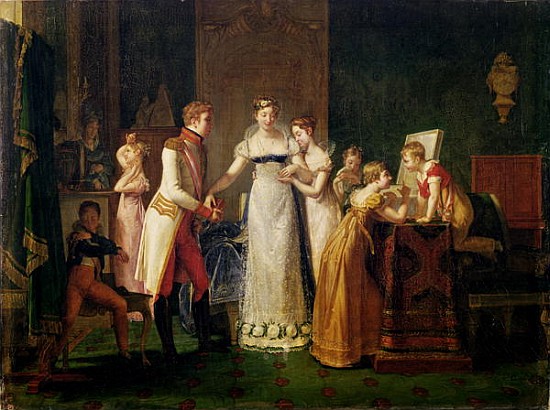 Marie-Louise (1791-1847) of Austria Bidding Farewell to her Family in Vienna, 13th March 1810 van Pauline Auzou