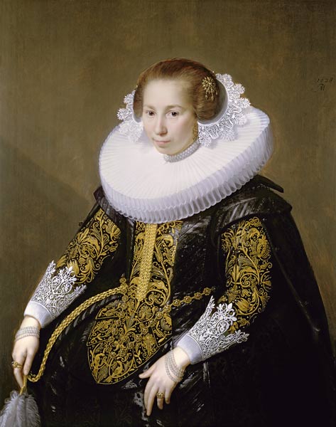 Portrait of Mrs van Voorst (one of a pair: 132049) van Paulus Moreelse