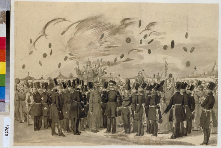 Grand Duke Mikhail Pavlovich Visiting the Camp of the Life-Guard Finland Regiment on July 8, 1837 van Pawel Andrejewitsch Fedotow