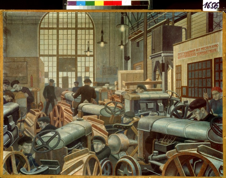 The Tractor assembly shop at the Putilov factory van Pawel Nikolajewitsch Filonow