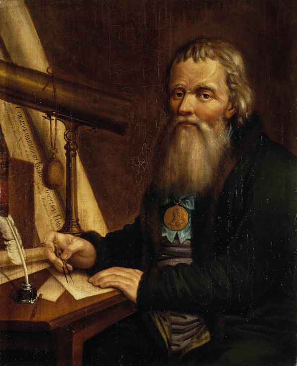 Portrait of the mechanic and inventor Ivan P. Kulibin (1735-1818) van Pawel Petrowitsch Wedenezki
