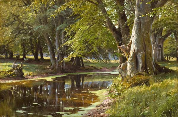 Summer's Day at the Forest Stream van Peder Moensted