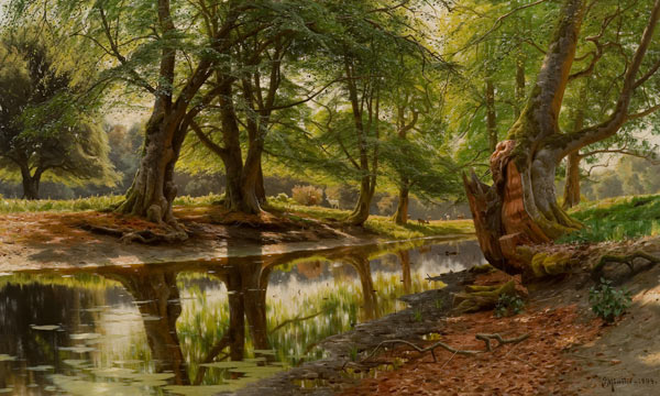 Spring Day at the Forest Stream van Peder Moensted