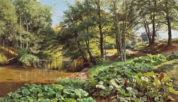 Sunny May Day at the Forest Stream van Peder Moensted