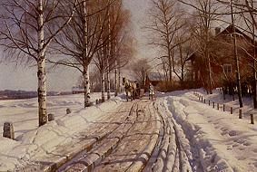 Winterliche Landstrasse in Leksand (Dalarne) van Peder Moensted