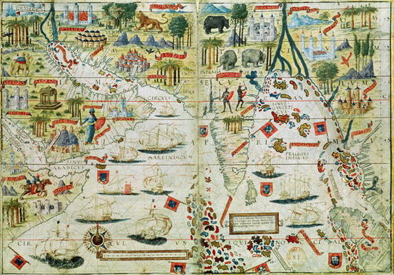 Arabia and India, from the 'Miller Atlas', c.1519 van Pedro Reinel