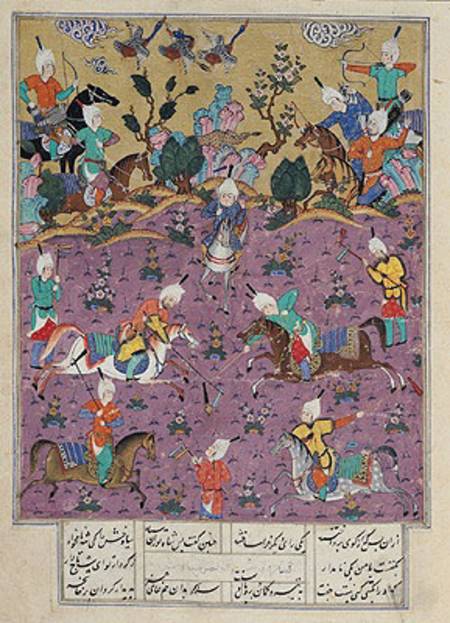 Ms D-184 fol.140a Siavosh Playing Polo with Afrasiab, from 'Firdawsi's Shahnama' van Persian School