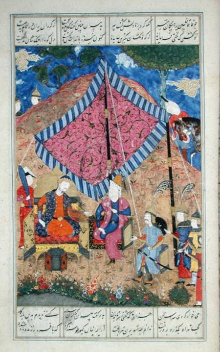 Ms D-184 fol.203a The Tent of the Persian Army, illustration from the 'Shahnama' (Book of Kings) van Persian School