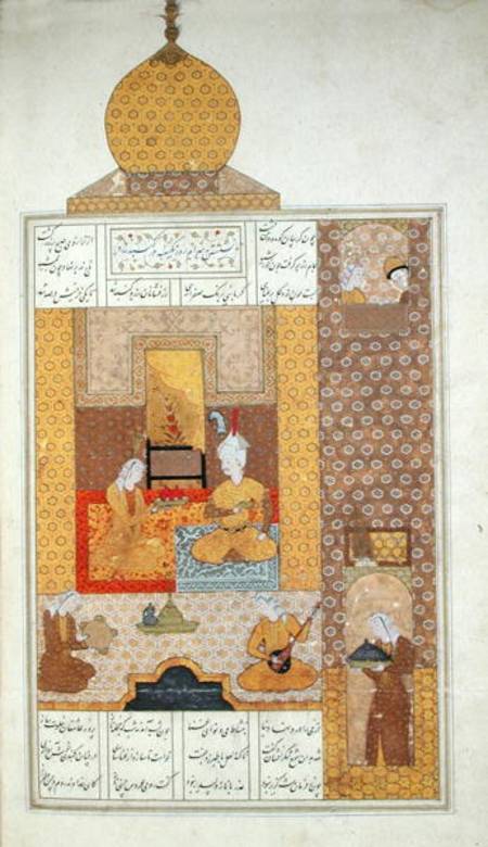 Ms D-212 fol.205b Bahram (420-28) Visits the Princess of Turkestan, illustration to 'The Seven Princ van Persian School
