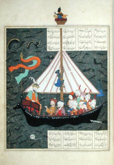 Ms D-212 fol.353a The Journey of Alexander the Great (356-323 BC) on the China Sea, illustration to van Persian School