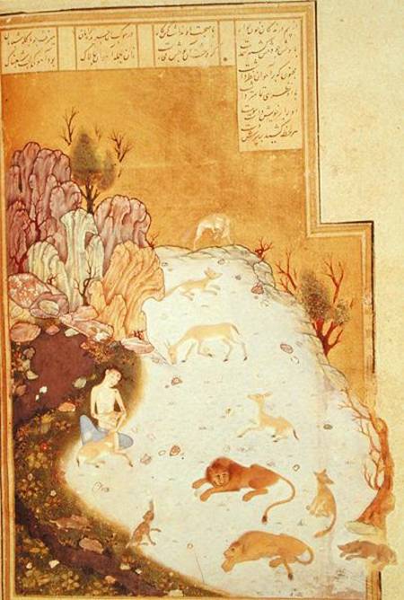 Or 2590 Majnun in the Desert, from the story of 'Layla and Majnun' by Nizami van Persian School