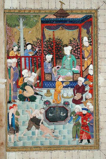 Ms C-822 fol.1v A Princely Reception, illustration from the 'Shahnama' (Book of Kings), by Abu'l-Qas van Persian School